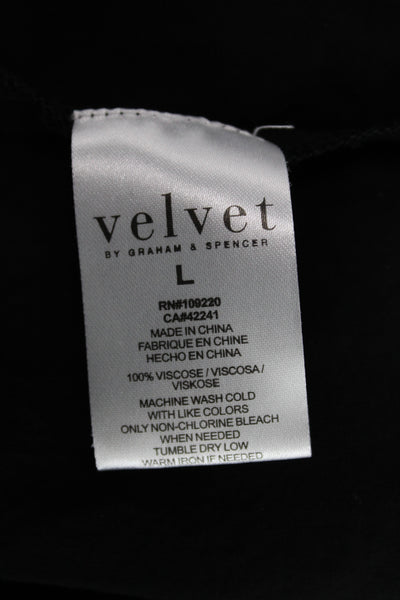 Velvet by Graham & Spencer Womens Black V-Neck Tunic Blouse Size L