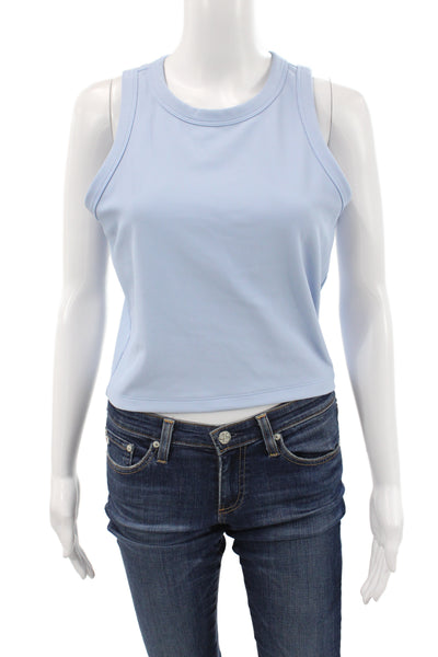 Greyson Womens Basic Cropped Tank Light Blue Crew Neck Polyester Size S