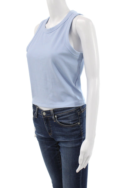 Greyson Womens Basic Cropped Tank Light Blue Crew Neck Polyester Size S