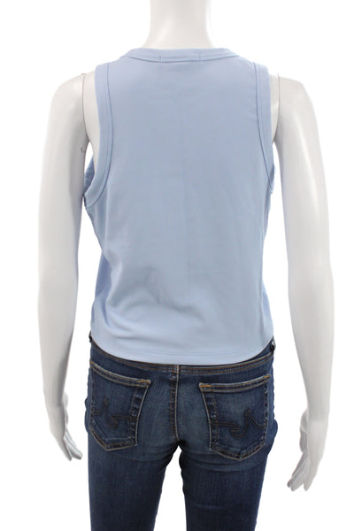 Greyson Womens Basic Cropped Tank Light Blue Crew Neck Polyester Size S