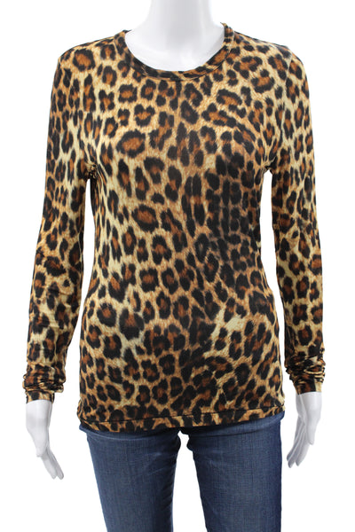 Rag & Bone Womens Silk Jersey T-Shirt Crew Neck Long Sleeve Beige Size M