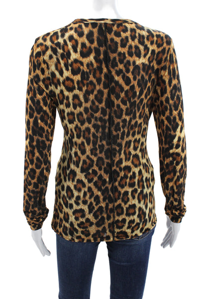 Rag & Bone Womens Silk Jersey T-Shirt Crew Neck Long Sleeve Beige Size M