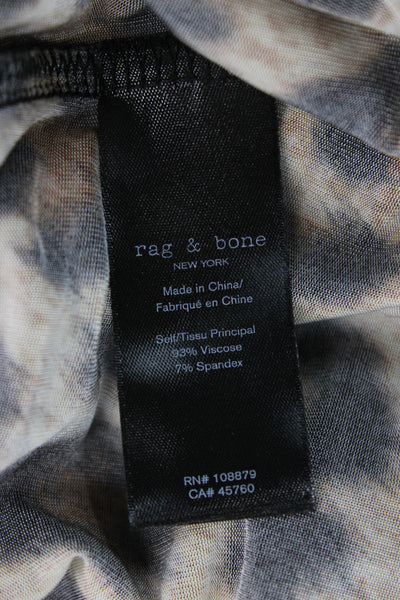 Rag & Bone Womens Silk Jersey T-Shirt Crew Neck Long Sleeve Beige Size M