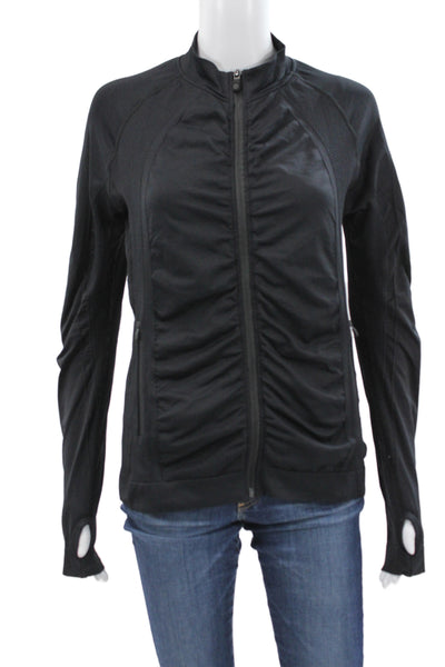 G/Fore Women Windbreaker Black High Neck Solid Poly Spandex Long Sleeve Size S