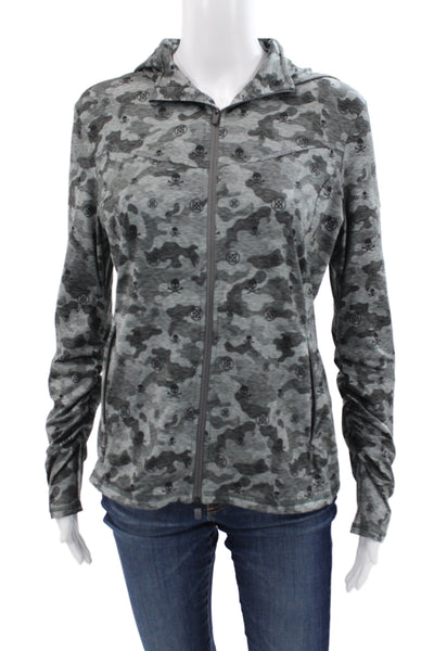 G/Fore Womens Full-Zip Hoodie Gray Camo Army Polyester Spandex Size M