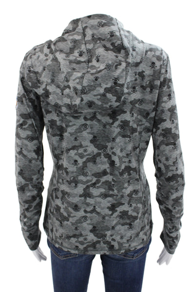 G/Fore Womens Full-Zip Hoodie Gray Camo Army Polyester Spandex Size M
