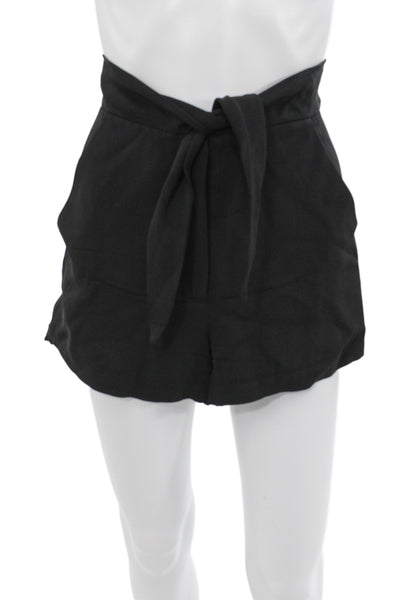 A.L.C. Unisex Black Tie Waist Viscose Elastane Shorts Classic Size 0