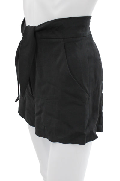 A.L.C. Unisex Black Tie Waist Viscose Elastane Shorts Classic Size 0