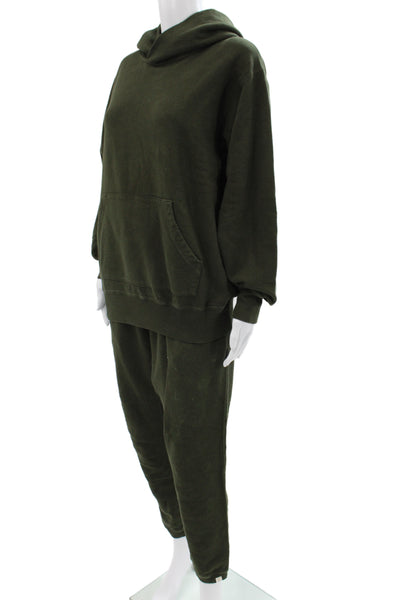TKEES Unisex Pullover Hoodie Green 100% Cotton Long Sleeve Army Size 1