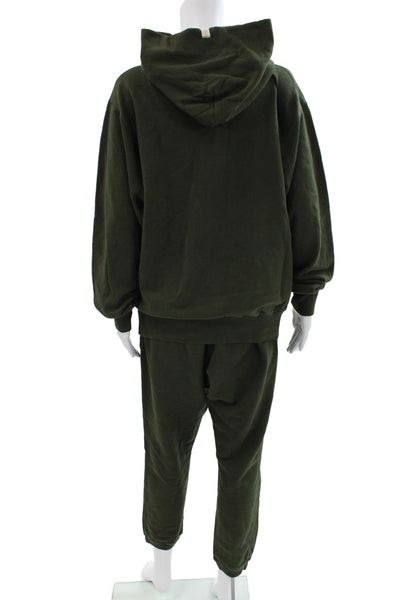 TKEES Unisex Pullover Hoodie Green 100% Cotton Long Sleeve Army Size 1