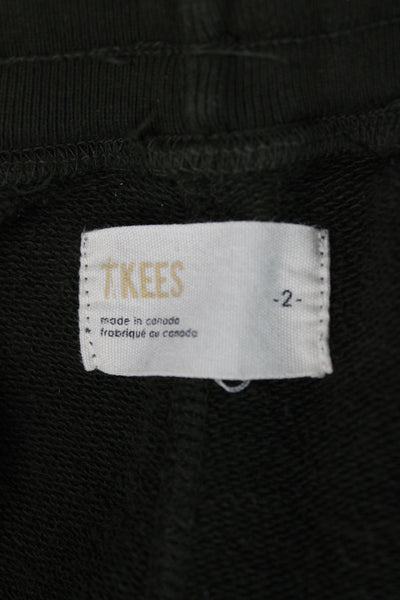 TKEES Unisex Pullover Hoodie Green 100% Cotton Long Sleeve Army Size 1