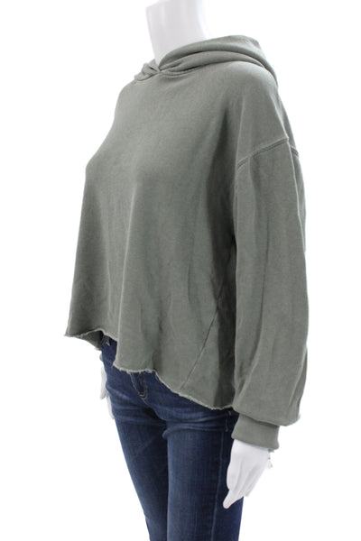 Perfect White Tee Womens Pullover Hoodie Green 100% Cotton Long Sleeve Size L