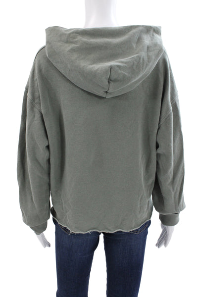 Perfect White Tee Womens Pullover Hoodie Green 100% Cotton Long Sleeve Size L