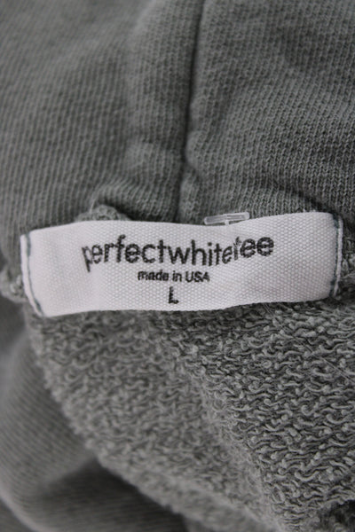 Perfect White Tee Womens Pullover Hoodie Green 100% Cotton Long Sleeve Size L