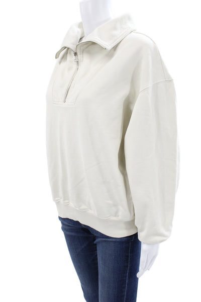 Good American Womens Pullover Sweatshirt Beige Cotton Long Sleeve Size 1