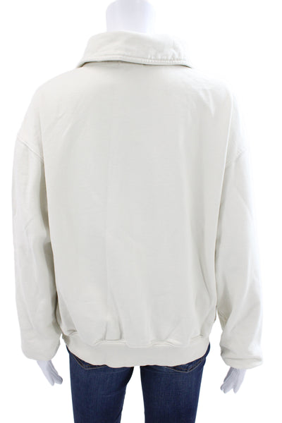 Good American Womens Pullover Sweatshirt Beige Cotton Long Sleeve Size 1