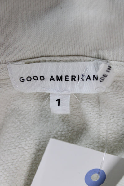 Good American Womens Pullover Sweatshirt Beige Cotton Long Sleeve Size 1