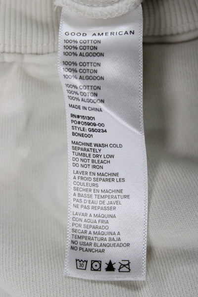 Good American Womens Pullover Sweatshirt Beige Cotton Long Sleeve Size 1