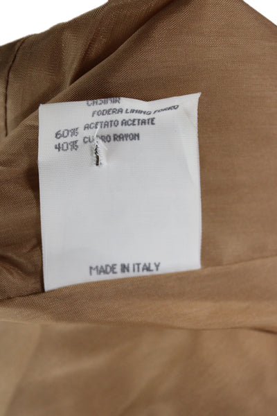 Les Copains Women Designer Tan Wool Cashmere Blazer Collared Button Size 46