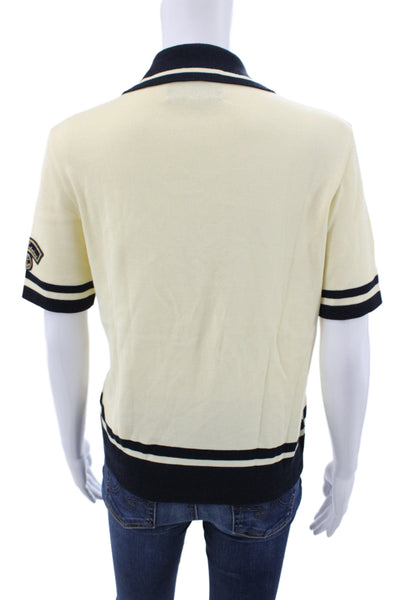 Les Copains Women Beige Jersey Polo Collared Short Sleeve Button Size S