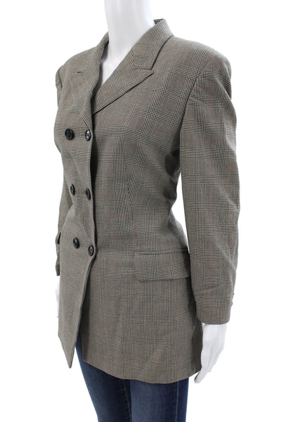 Laurel Unisex Gray Plaid Wool Blend Collared Button Blazer Long Sleeve Size 42