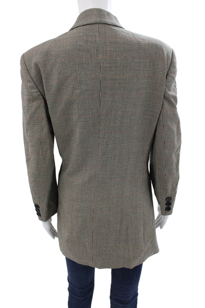 Laurel Unisex Gray Plaid Wool Blend Collared Button Blazer Long Sleeve Size 42