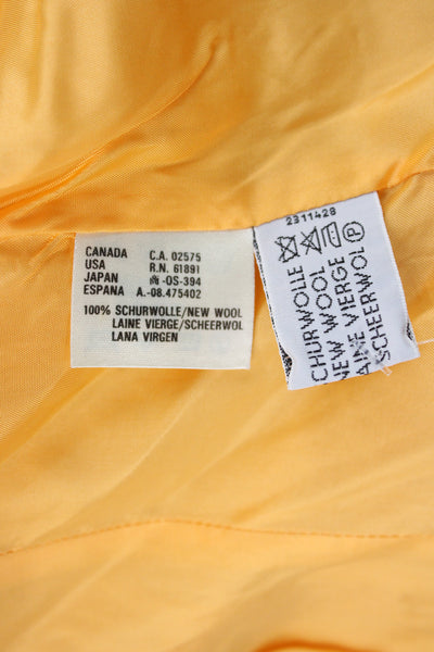 Laurel Womens Yellow Wool Collared Blazer Button Long Sleeve Size 40