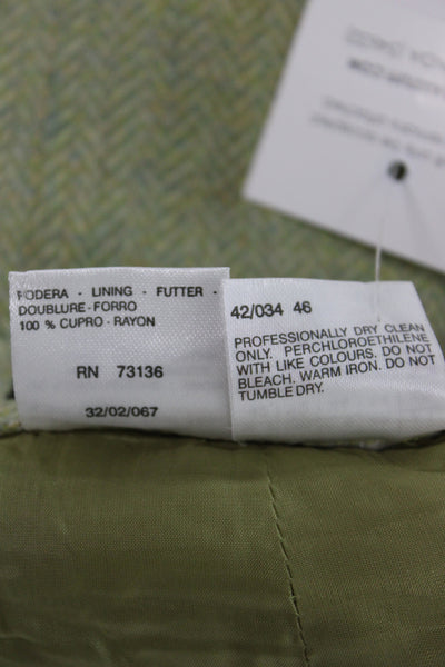 Weekend Max Mara Womens Cropped Dress Pants Green Herringbone Wool Size 12