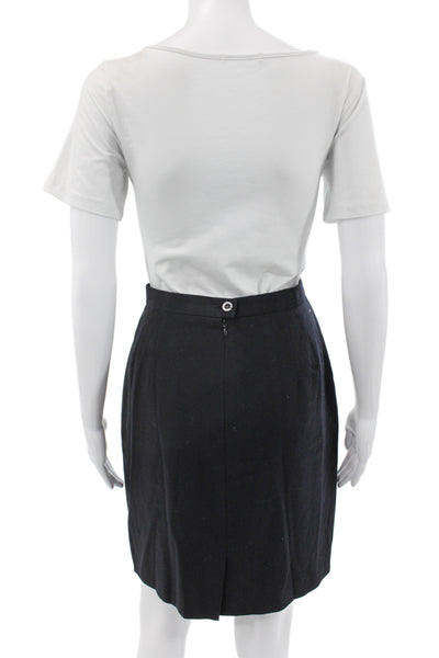 Escada Margaretha Ley Womens Straight Pencil Skirt Black Cotton Size 40