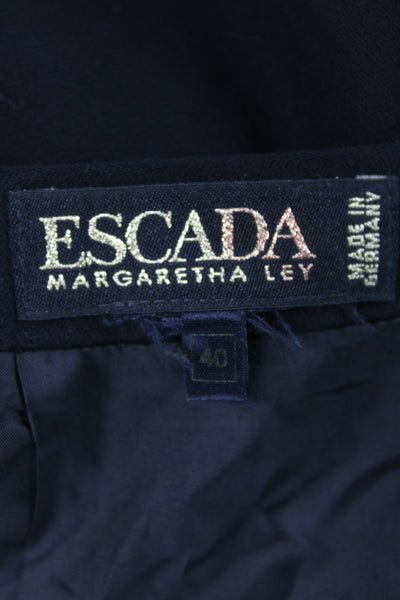 Escada Margaretha Ley Womens Straight Pencil Skirt Black Cotton Size 40