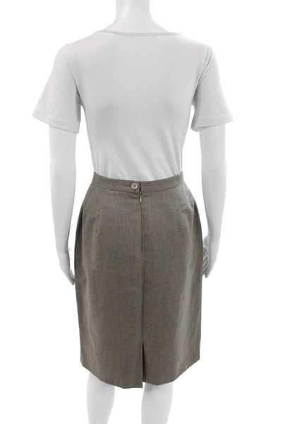 Gianfranco Ferre Women Gray Virgin Wool Pencil Skirt Knee Length Size 10