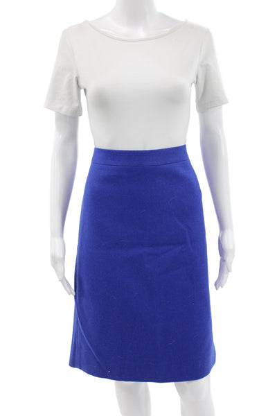 J Crew Women A-Line Wool Skirt Solid Blue Knee Length Size 12