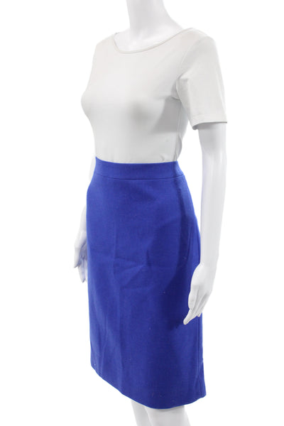 J Crew Women A-Line Wool Skirt Solid Blue Knee Length Size 12