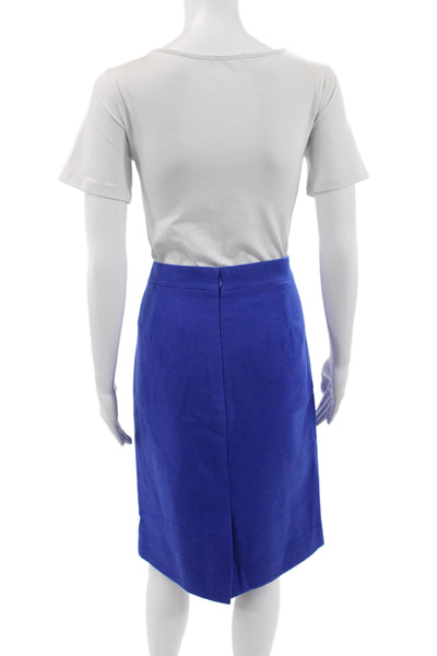 J Crew Women A-Line Wool Skirt Solid Blue Knee Length Size 12