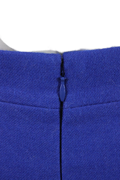 J Crew Women A-Line Wool Skirt Solid Blue Knee Length Size 12