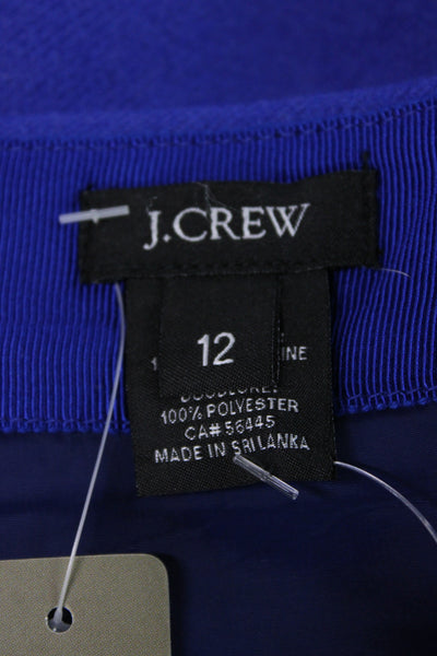 J Crew Women A-Line Wool Skirt Solid Blue Knee Length Size 12