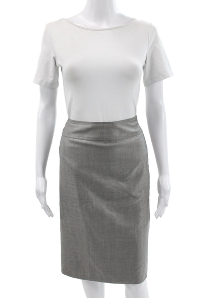 Carlisle Women Straight Pencil Pleated Gray Wool Silk Skirt Size 12