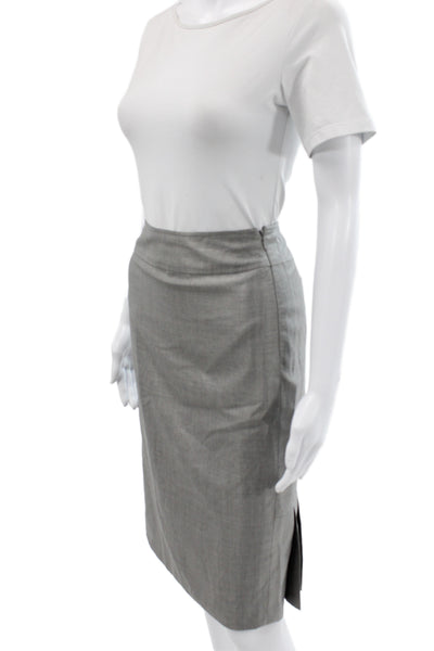 Carlisle Women Straight Pencil Pleated Gray Wool Silk Skirt Size 12