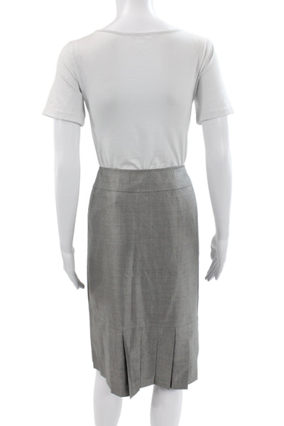 Carlisle Women Straight Pencil Pleated Gray Wool Silk Skirt Size 12