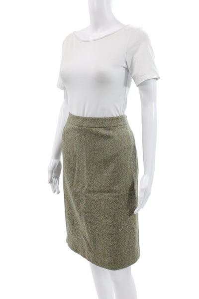 346 Brooks Brothers Women Straight Pencil Skirt Green Wool Knee Length Size 12