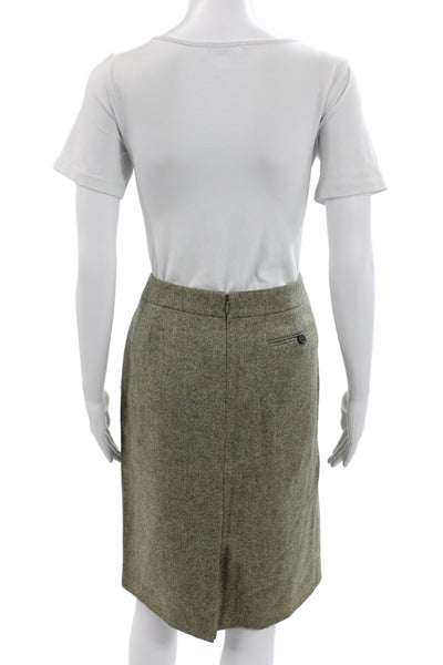346 Brooks Brothers Women Straight Pencil Skirt Green Wool Knee Length Size 12