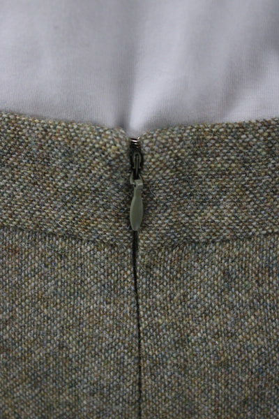 346 Brooks Brothers Women Straight Pencil Skirt Green Wool Knee Length Size 12