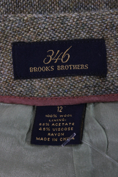 346 Brooks Brothers Women Straight Pencil Skirt Green Wool Knee Length Size 12