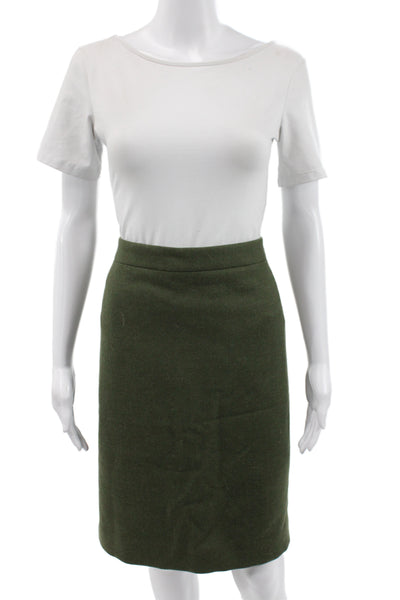 J Crew Womens Wool Straight Pencil Skirt Knee Length Green Size 14