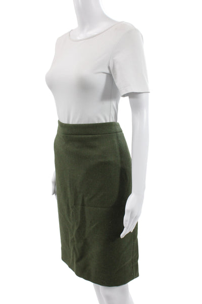 J Crew Womens Wool Straight Pencil Skirt Knee Length Green Size 14