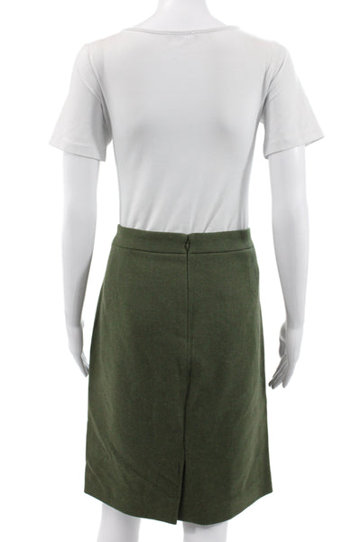 J Crew Womens Wool Straight Pencil Skirt Knee Length Green Size 14