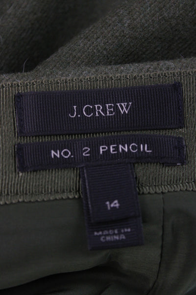 J Crew Womens Wool Straight Pencil Skirt Knee Length Green Size 14