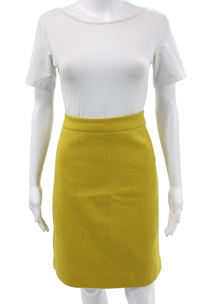 J Crew Womens Straight Pencil Wool Skirt Yellow Petites Size 14