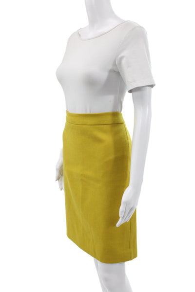 J Crew Womens Straight Pencil Wool Skirt Yellow Petites Size 14