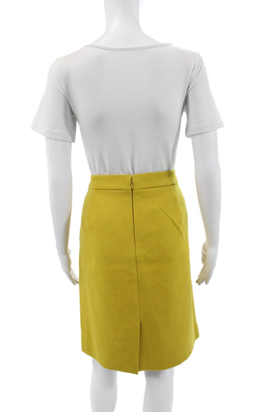 J Crew Womens Straight Pencil Wool Skirt Yellow Petites Size 14